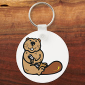 Cartoon Beaver voor Internationale Beaver Dag Sleutelhanger (Voorkant)