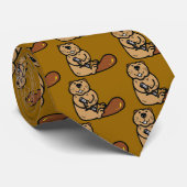 Cartoon Beaver voor Internationale Beaver Dag Stropdas (Opgerold)