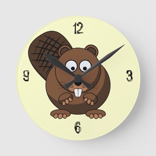 Cartoon Beaver Wall klok (Voorkant)