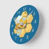 Cartoon Bee and Honey Comb Clock Ronde Klok (Hoek)