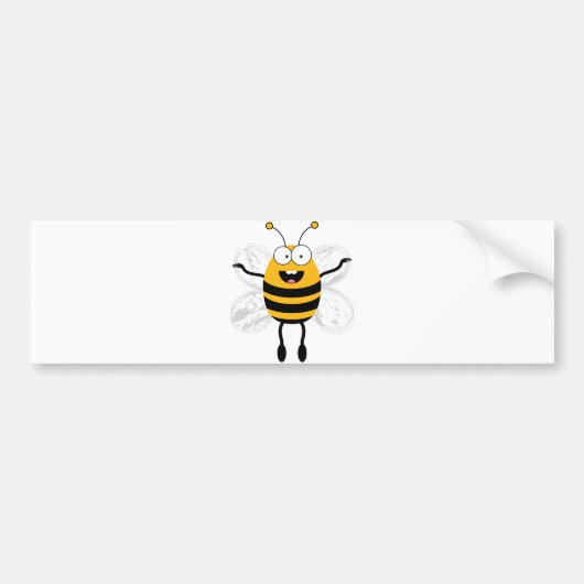 Cartoon Bee Bumpersticker (Voorkant)