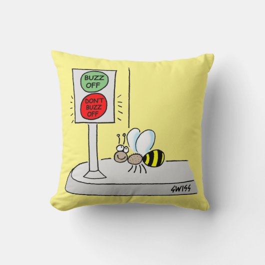 Cartoon Bee Crossing bij Licht Kinder Kwekerij Kussen (Voorkant)