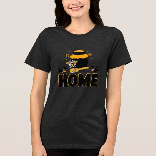Cartoon Bee en Honey Jar "HOME" T-shirt (Voorkant)