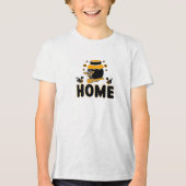 Cartoon Bee en Honey Jar "HOME" T-shirt (Voorkant)