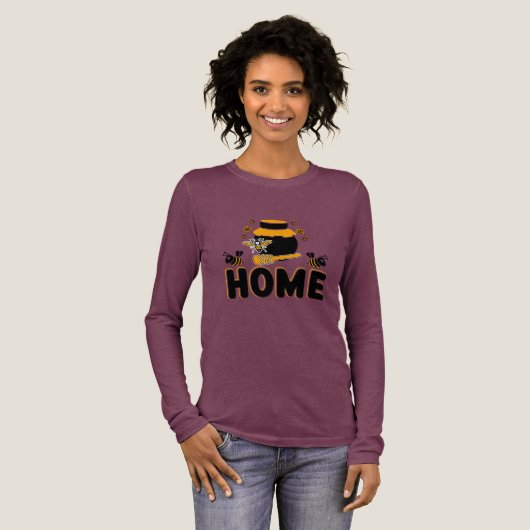 Cartoon Bee en Honey Jar "HOME" T-shirt (Voorkant)