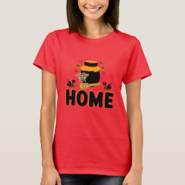 Cartoon Bee en Honey Jar "HOME" T-shirt