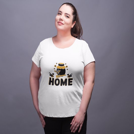 Cartoon Bee en Honey Jar "HOME" T-shirt