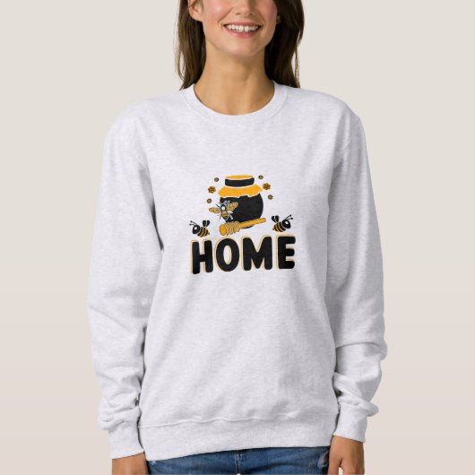 Cartoon Bee en Honey Jar "HOME" T-shirt (Voorkant)