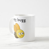 Cartoon Bee Gezegde Buzz Buzz & Child's Name Mok (Voorkant links)