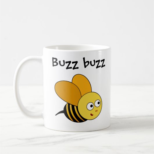 Cartoon Bee Gezegde Buzz Buzz & Child's Name Mok (Links)