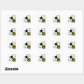 Cartoon Bee/Honeybee Ronde Sticker (Vel)
