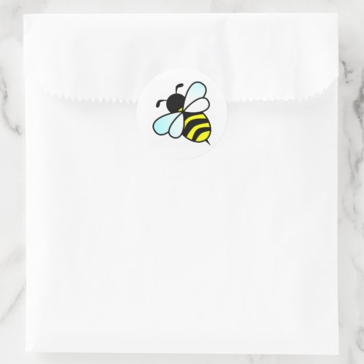 Cartoon Bee/Honeybee Ronde Sticker (Tas)