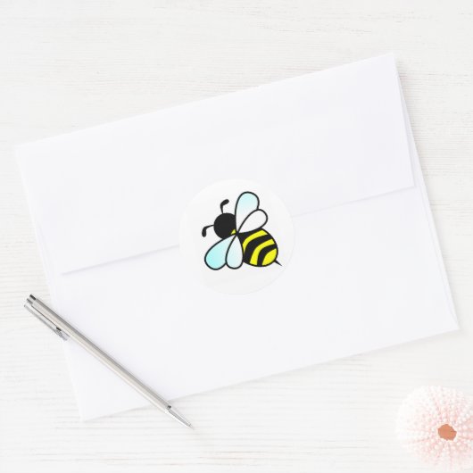 Cartoon Bee/Honeybee Ronde Sticker (Envelop)