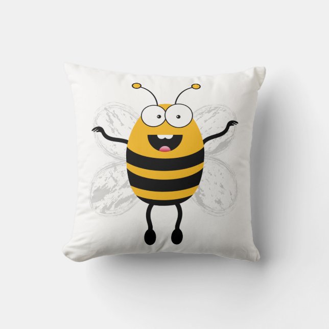 Cartoon Bee Kussen (Voorkant)