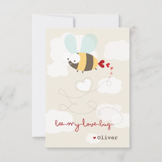 Cartoon Bee Love Classroom Valentijn Fotokaart Kaart (Voorkant)