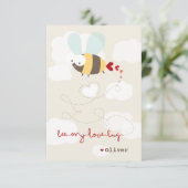 Cartoon Bee Love Classroom Valentijn Fotokaart Kaart (Staand voorkant)