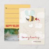 Cartoon Bee Love Classroom Valentijn Fotokaart Kaart (Voorkant / Achterkant)