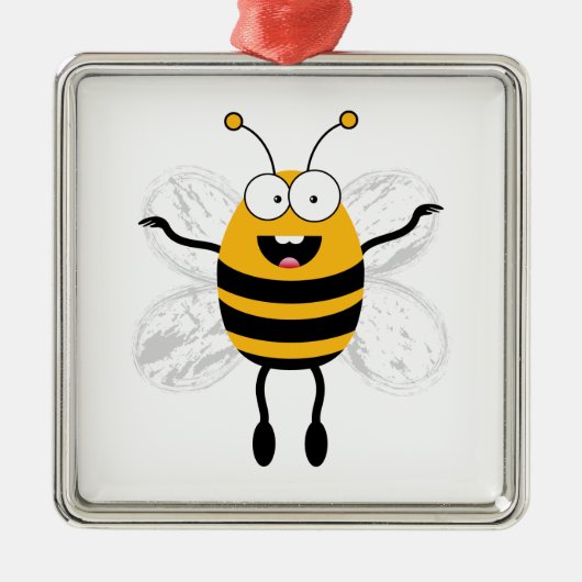 Cartoon Bee Metalen Ornament (Voorkant)