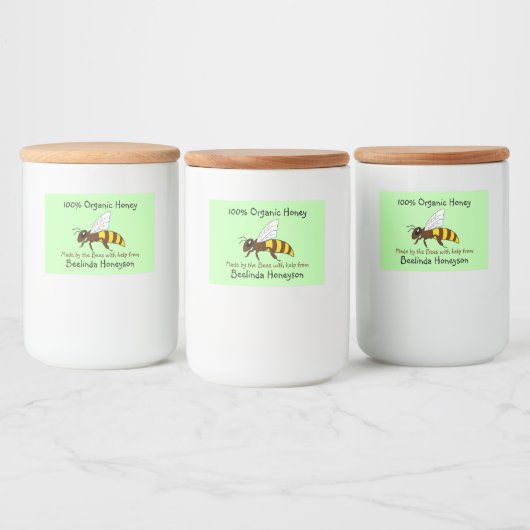 Cartoon Bee Organic Honey Jar Labels Voedselcontainer Etiket (Flessen)