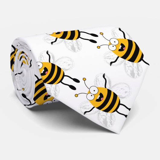 Cartoon Bee Pattern Stropdas (Opgerold)