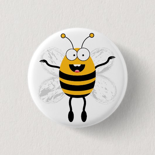 Cartoon Bee Ronde Button 3,2 Cm (Voorkant)