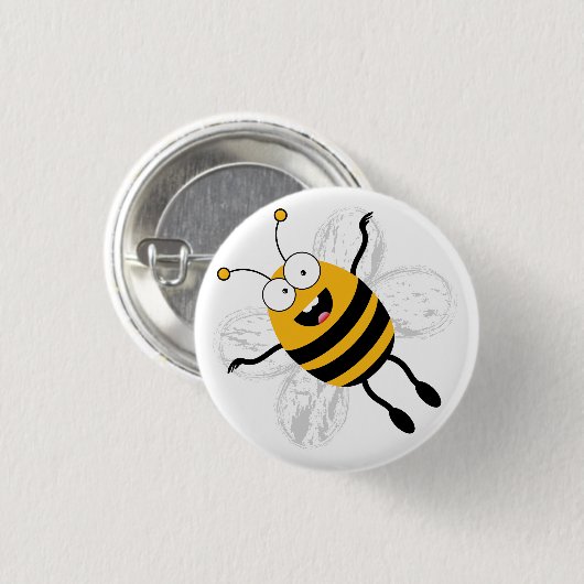 Cartoon Bee Ronde Button 3,2 Cm (Voorkant /achterkant)