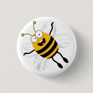 Cartoon Bee Ronde Button 3,2 Cm
