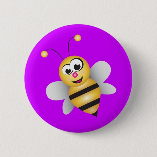 Cartoon Bee Ronde Button 5,7 Cm (Voorkant)