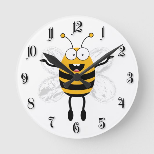 Cartoon Bee Ronde Klok (Voorkant)