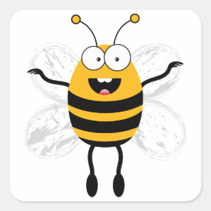 Cartoon Bee Vierkante Sticker