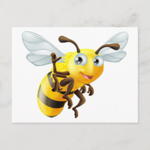 Cartoon Bee Waving Briefkaart