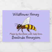 Cartoon Bee Wildflower Honey Jar Labels Voedselcontainer Etiket (Enkel label)