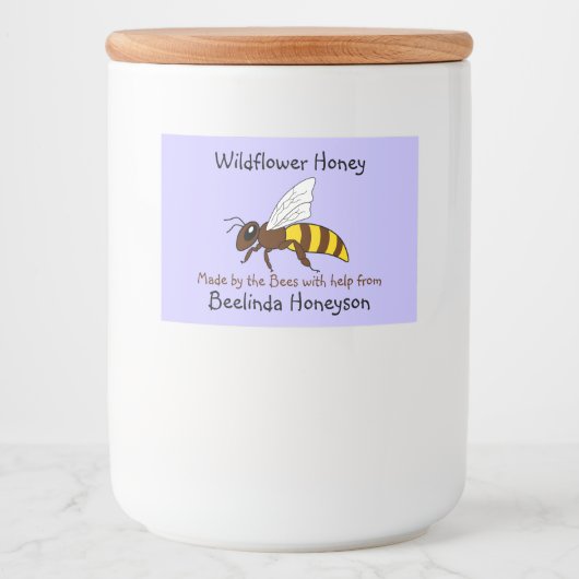 Cartoon Bee Wildflower Honey Jar Labels Voedselcontainer Etiket (Voorkant)