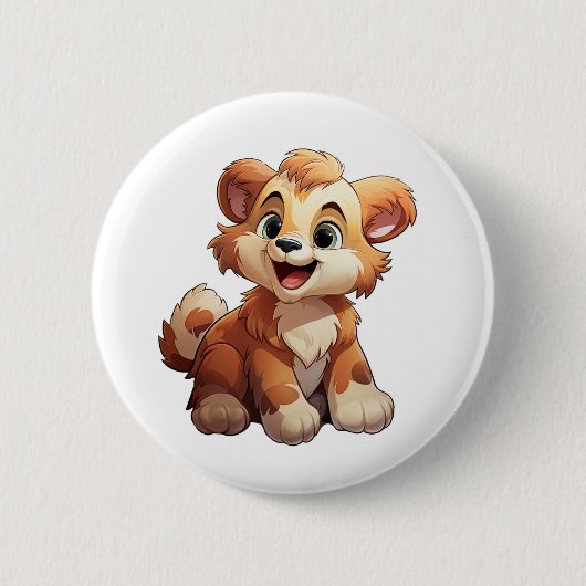 Cartoon beer illustratie ronde button 5,7 cm (Voorkant)