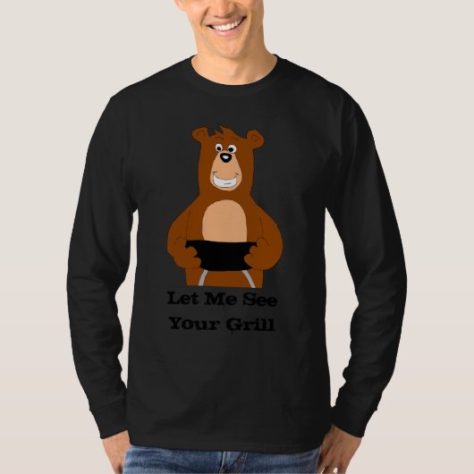 Cartoon Beer met BBQ Grill T-shirt (Voorkant)