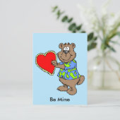 Cartoon Beer met Valentijn Hart Briefkaart (Staand voorkant)