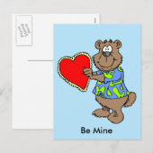 Cartoon Beer met Valentijn Hart Briefkaart (Voorkant / Achterkant)