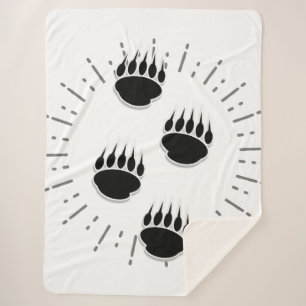 Cartoon Beer Paw-spoor met zonnebrand Sherpa Deken