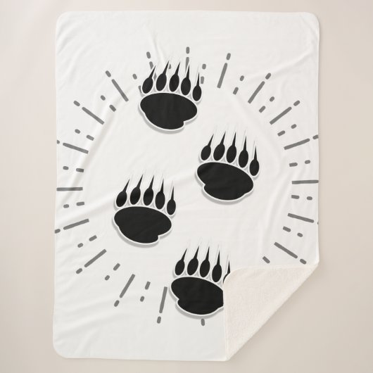 Cartoon Beer Paw-spoor met zonnebrand Sherpa Deken (Voorkant)