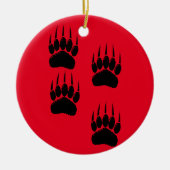 Cartoon Beer Paw Tracks in Black Keramisch Ornament (Voorkant)
