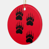 Cartoon Beer Paw Tracks in Black Keramisch Ornament (Links)