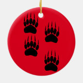 Cartoon Beer Paw Tracks in Black Keramisch Ornament (Achterkant)