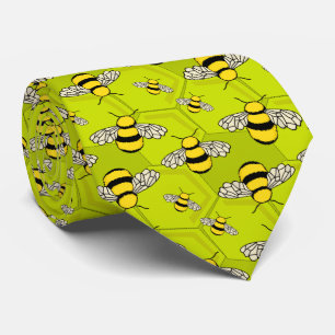 Cartoon Bees on Honeycomb Cute Stropdas