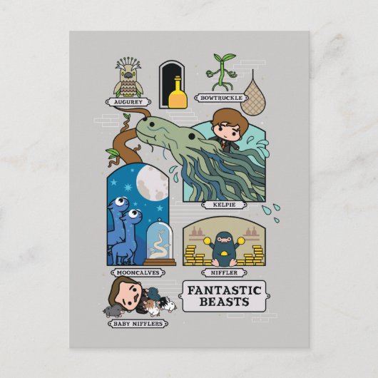 Cartoon beest habitat briefkaart (Voorkant)