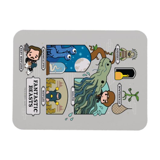 Cartoon beest habitat magneet (Horizontaal)