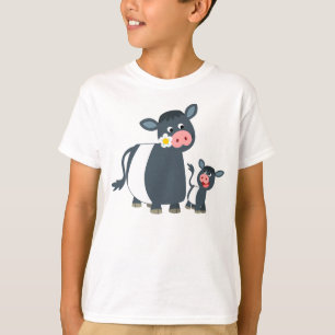 Cartoon Belted Galloway Cow & Calf Kinder T-Shirt