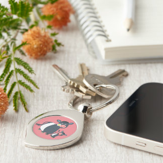 Cartoon Belted Galloway Koe & Calf Metal Sleutelha Sleutelhanger