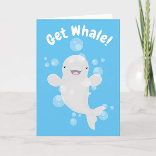 cartoon beluga walvis belletjes kaart (Voorkant)