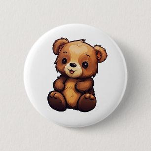 Cartoon berenillustratie ronde button 5,7 cm