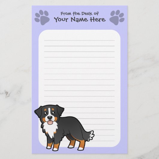 Cartoon Bernese Mountain Dog Briefpapier (Voorkant)